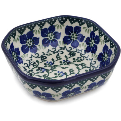 Polish Pottery Bowl 4" Blue Dogwood