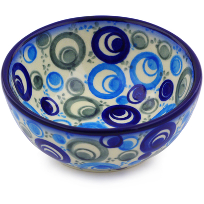Polish Pottery Bowl 4&quot; Blue Peacock Eye