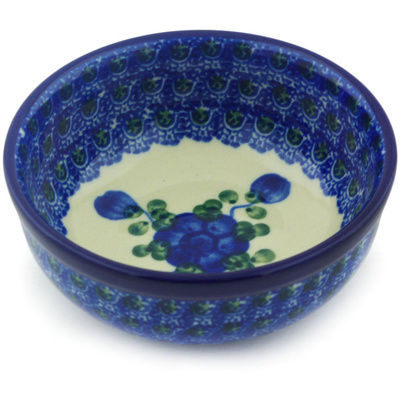 Polish Pottery Bowl 4&quot; Blue Poppies