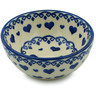 Polish Pottery Bowl 4&quot; Blue Valentine Hearts
