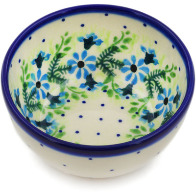 Polish Pottery Bowl 4&quot; Blue Wreath