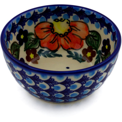 Polish Pottery Bowl 4&quot; Bold Poppies