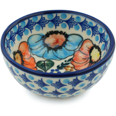 Polish Pottery Bowl 4&quot; Bold Poppies UNIKAT