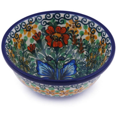 Polish Pottery Bowl 4&quot; Butterfly Holly UNIKAT