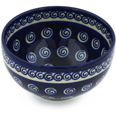 Polish Pottery Bowl 4" Cobalt Swirl