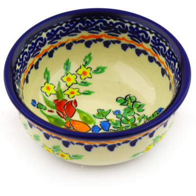 Polish Pottery Bowl 4&quot; Couronne De Feuillage UNIKAT