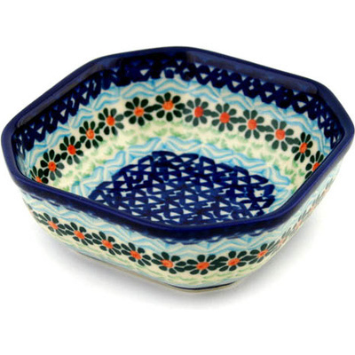 Polish Pottery Bowl 4&quot; Daisies By The Sea