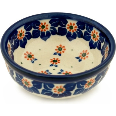 Polish Pottery Bowl 4&quot; Daisy Ribbons