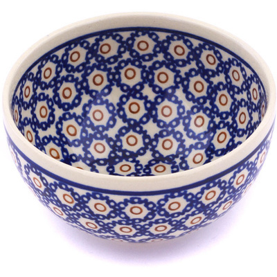 Polish Pottery Bowl 4" Daisy Stamps