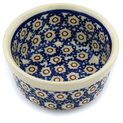 Polish Pottery Bowl 4&quot; Daisy Stamps