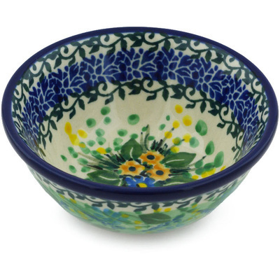 Polish Pottery Bowl 4&quot; Dragonfly Bounty UNIKAT