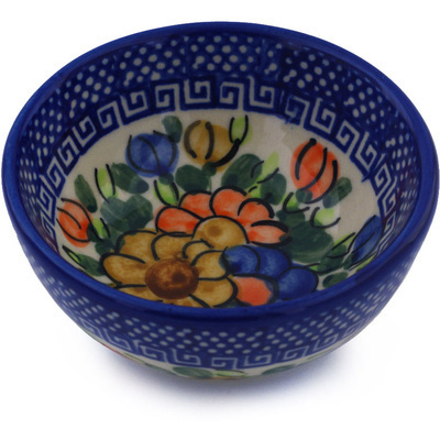Polish Pottery Bowl 4&quot; Fall Garden UNIKAT
