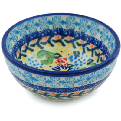 Polish Pottery Bowl 4&quot; Flor-de-lis UNIKAT