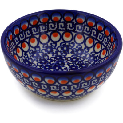 Polish Pottery Bowl 4&quot; Floral Peacock