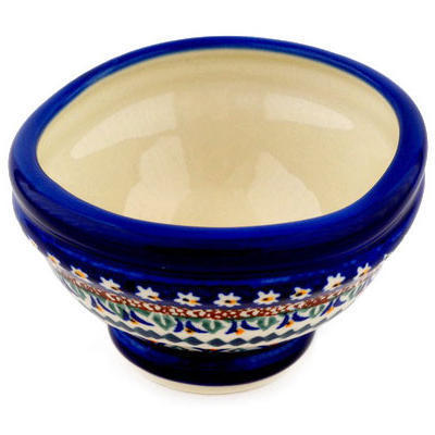 Polish Pottery Bowl 4&quot; Floral Peacock UNIKAT