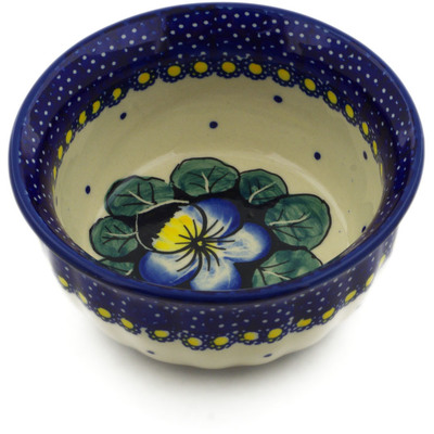 Polish Pottery Bowl 4&quot; Flower In The Grass UNIKAT