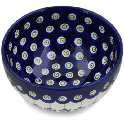Polish Pottery Bowl 4" Flowering Peacock