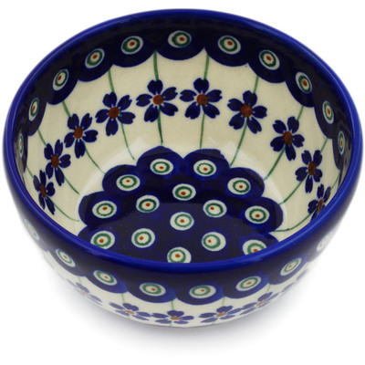 Polish Pottery Bowl 4&quot; Flowering Peacock