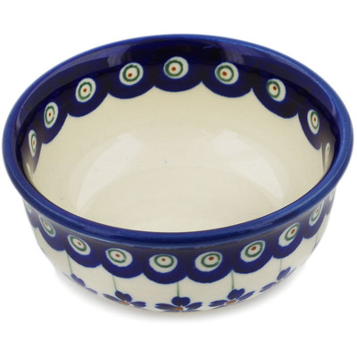 Polish Pottery Bowl 4&quot; Flowering Peacock