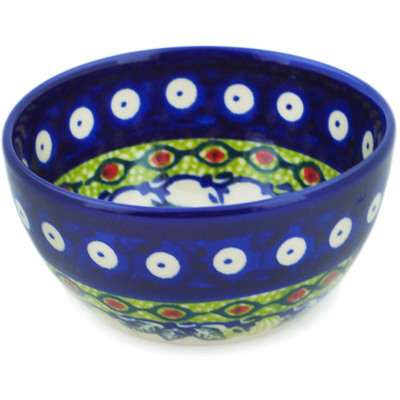 Polish Pottery Bowl 4&quot; Fowl In The Florals UNIKAT