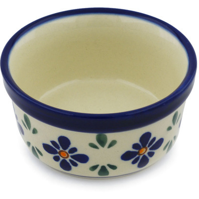 Polish Pottery Bowl 4&quot; Gangham Flower Chain