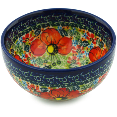 Polish Pottery Bowl 4" Garden Meadow UNIKAT