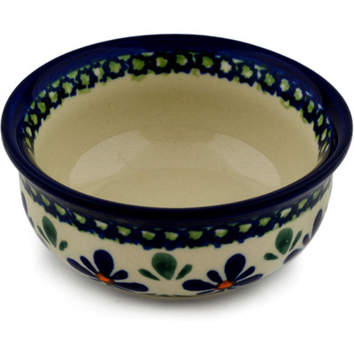 Polish Pottery Bowl 4&quot; Gingham Flowers
