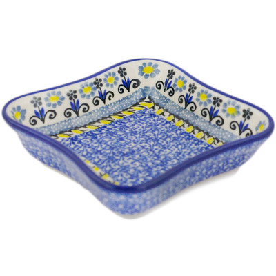 Polish Pottery Bowl 4" Glorious Daisy Blue