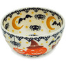 Polish Pottery Bowl 4&quot; Halloween Spooky Pumpkin