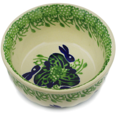 Polish Pottery Bowl 4&quot; Hare In Tall Grass
