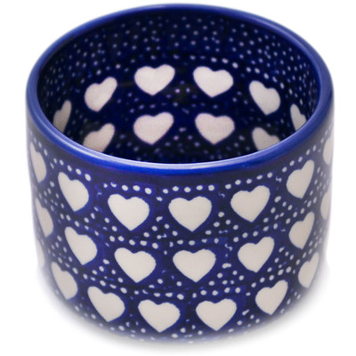 Polish Pottery Bowl 4&quot; Heart&#039;s Full Of Love