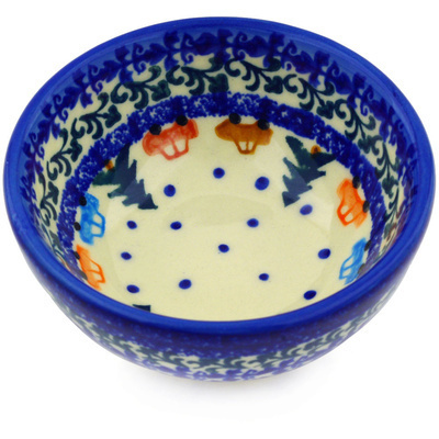 Polish Pottery Bowl 4&quot; Holiday Drive
