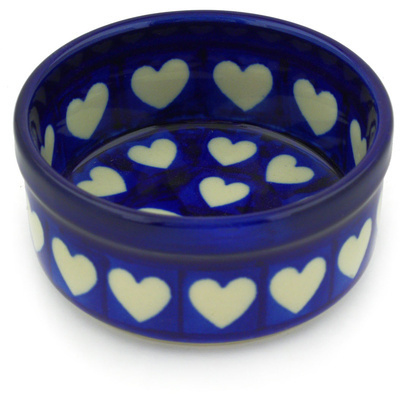 Polish Pottery Bowl 4&quot; Hypnotic Hearts