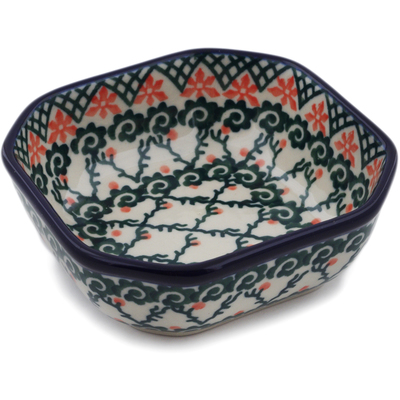 Polish Pottery Bowl 4&quot; Lattice Vines