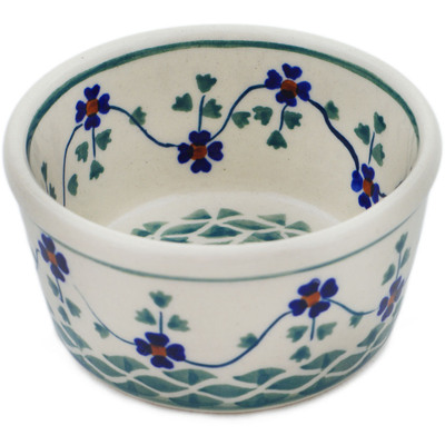 Polish Pottery Bowl 4&quot; Lucky Blue Clover