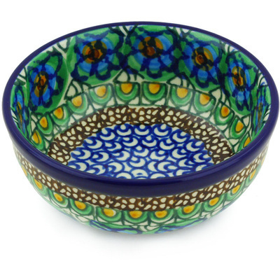 Polish Pottery Bowl 4&quot; Mardi Gras UNIKAT