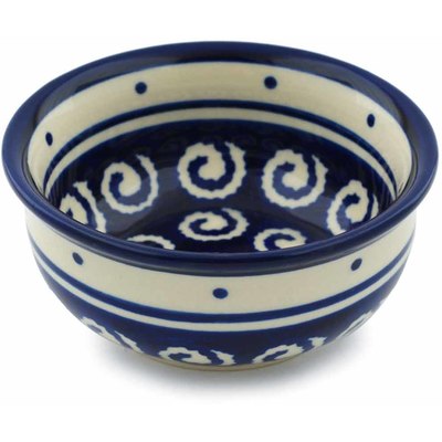 Polish Pottery Bowl 4&quot; Ocean Swirl