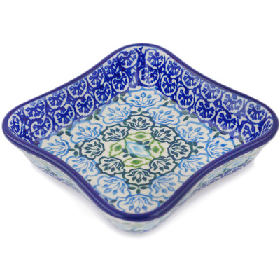 Polish Pottery Bowl 4&quot; Ocean Tulips