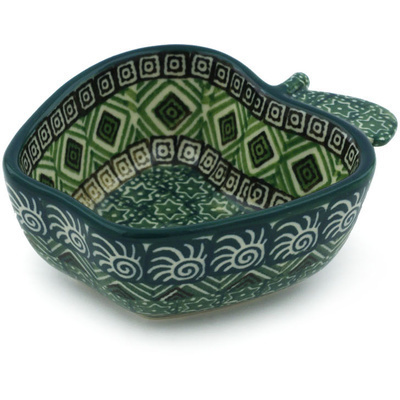 Polish Pottery Bowl 4&quot; Olive Aztek