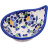 Polish Pottery Bowl 4&quot; Orange And Blue Flower