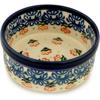 Polish Pottery Bowl 4&quot; Orange Pansies