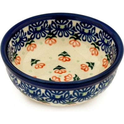 Polish Pottery Bowl 4&quot; Orange Pansies