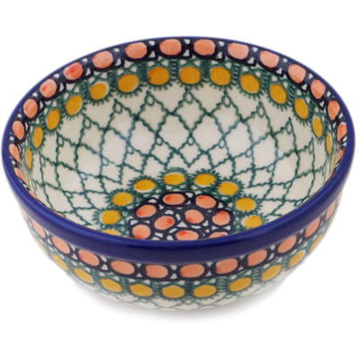 Polish Pottery Bowl 4&quot; Orange Tranquility UNIKAT