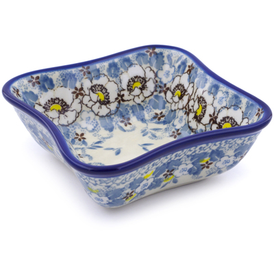 Polish Pottery Bowl 4&quot; Pansy Parade UNIKAT