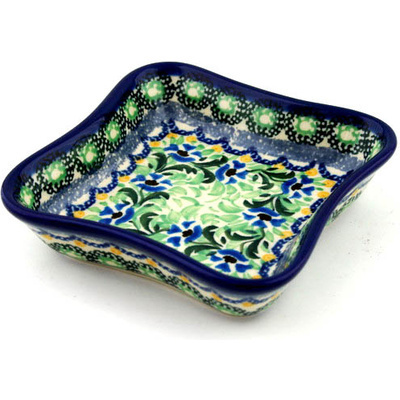 Polish Pottery Bowl 4&quot; Pansy Pea UNIKAT