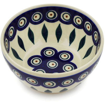 Polish Pottery Bowl 4" Peacock