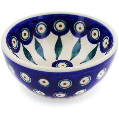 Polish Pottery Bowl 4" Peacock
