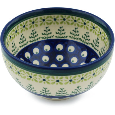 Polish Pottery Bowl 4" Peacock In The Pines