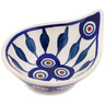 Polish Pottery Bowl 4&quot; Peacock Leaves