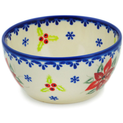 Polish Pottery Bowl 4&quot; Poinsettia Charm